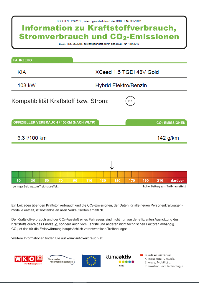 Hinweisblatt XCeed 140PS DCT7